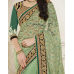 Sizzling Green  Colored Embroidered Jacquard  Net Satin Saree